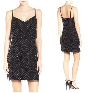 Adrianna Papell Black and Silver Mini Dress